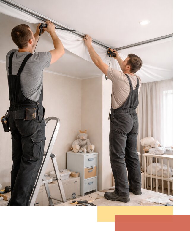 Монтаж натяжного потолка в детской комнате в Борисоглебске