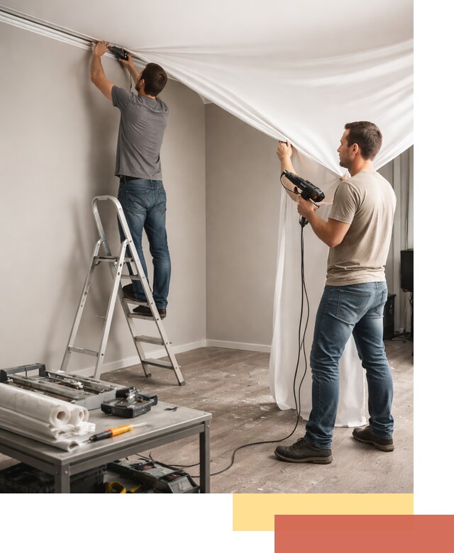 Монтаж натяжного потолка в студии в Борисоглебске