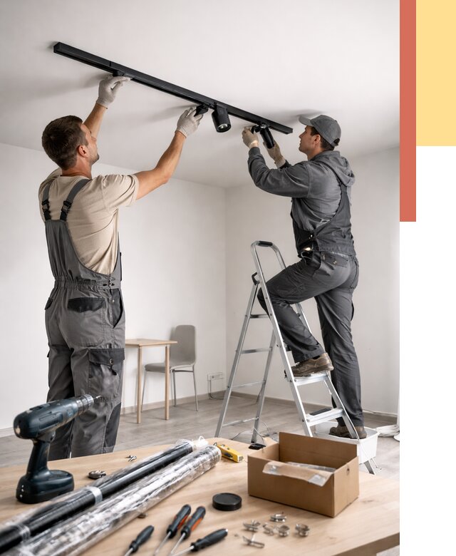 Установка трековых светильников в натяжной потолок в Борисоглебске от 4370 руб. | ОТДЕЛОЧНИК-Брс