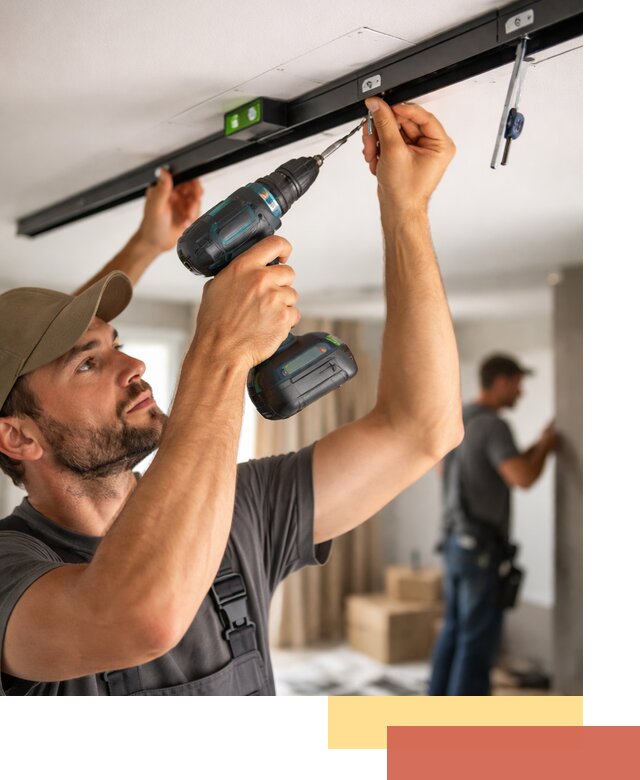 Установка трековых светильников в натяжной потолок в Борисоглебске