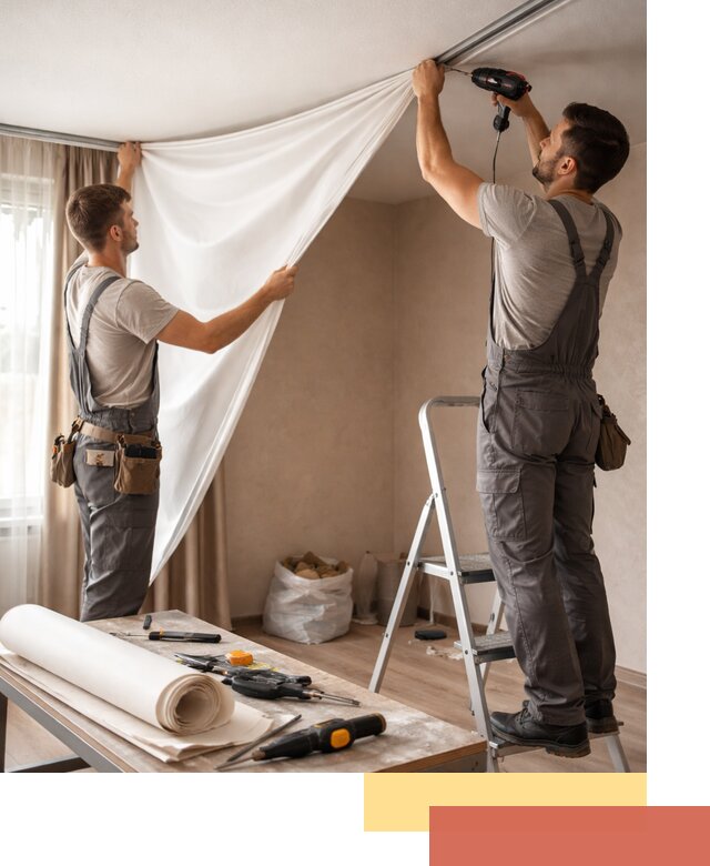 Замена полотна натяжного потолка в Борисоглебске быстро и качественно