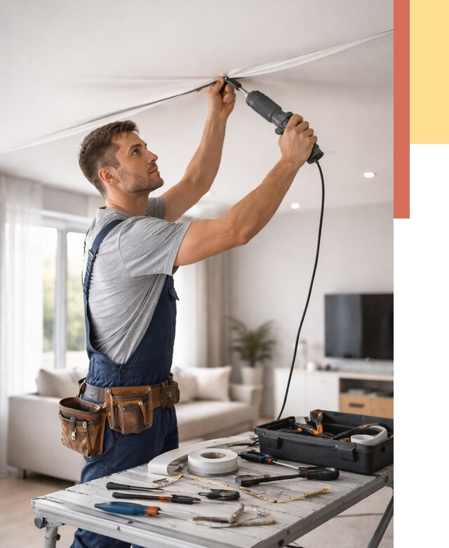 Ремонт натяжных потолков в Борисоглебске от 9884 руб. под ключ — ОТДЕЛОЧНИК-Брс