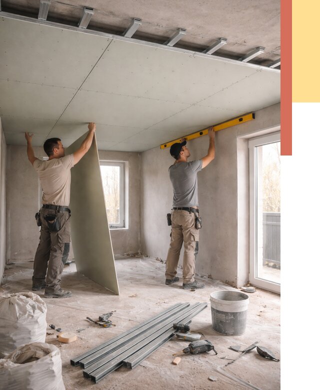 Одноуровневый потолок из гипсокартона в Борисоглебске от 780 руб. — монтаж под ключ | ОТДЕЛОЧНИК-Брс