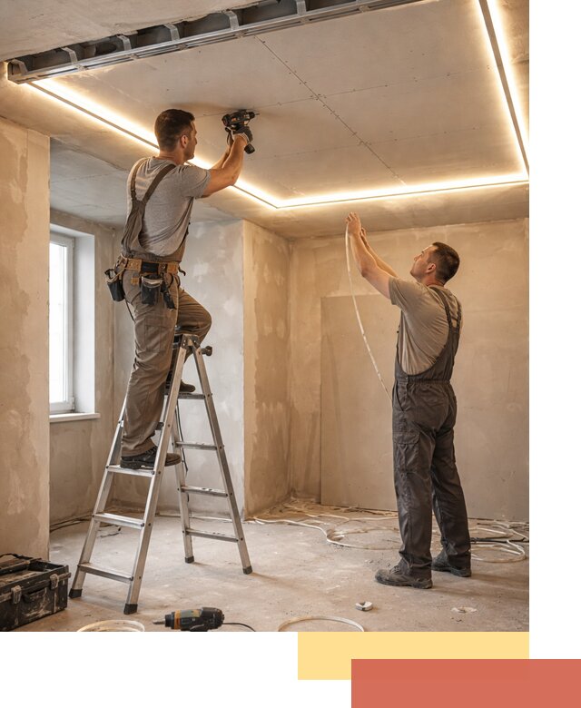 Потолок из гипсокартона с подсветкой в Борисоглебске