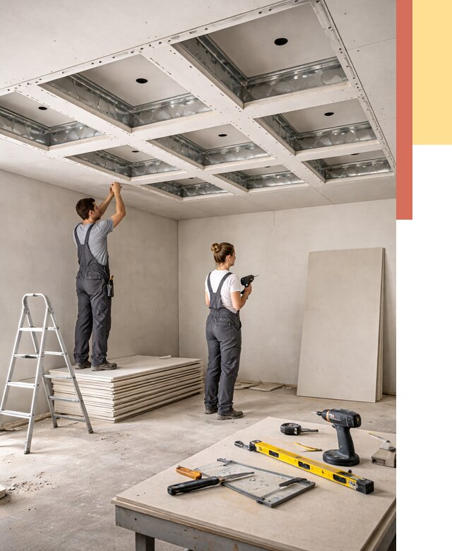 Кессонный потолок из гипсокартона в Борисоглебске от 1925 руб. — монтаж и под ключ | ОТДЕЛОЧНИК-Брс