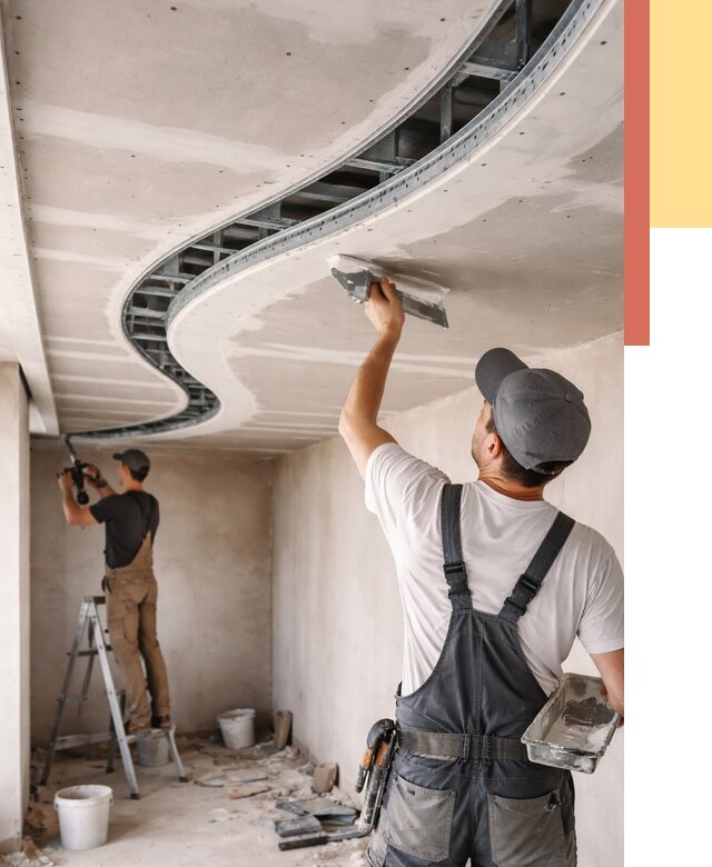 Криволинейный потолок из гипсокартона в Борисоглебске от 2185 руб./м2 | ОТДЕЛОЧНИК-Брс