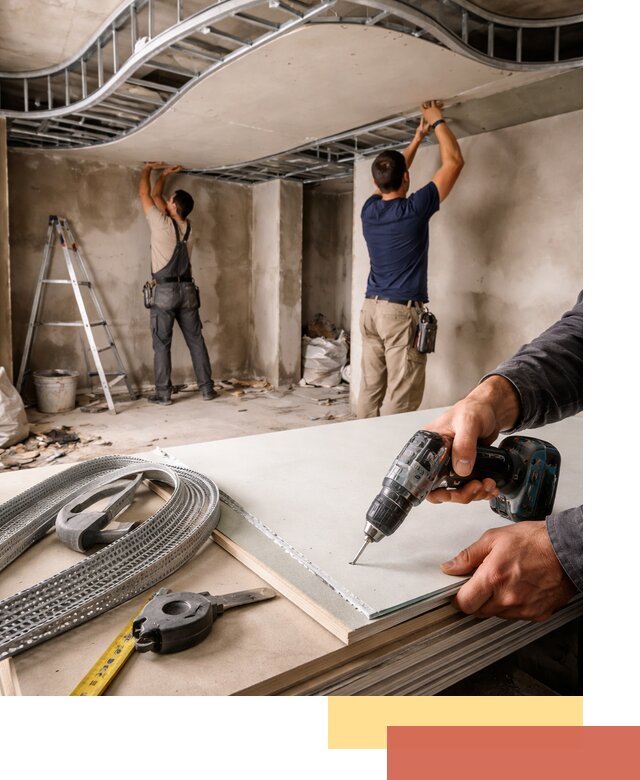 Криволинейный потолок из гипсокартона в Борисоглебске — монтаж и отделка