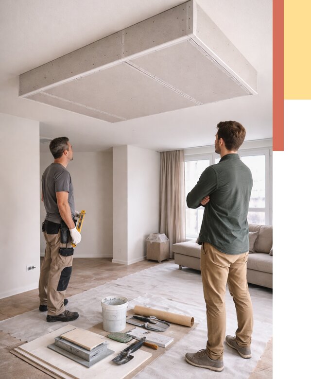 Короб на потолке из гипсокартона в Борисоглебске от 2289 руб. — монтаж и услуги под ключ | ОТДЕЛОЧНИК-Брс