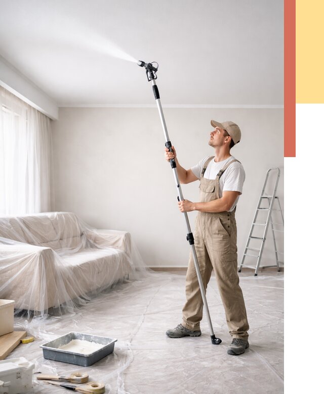 Покраска потолка краскопультом в Борисоглебске от 4682 руб. быстро и недорого | ОТДЕЛОЧНИК-Брс