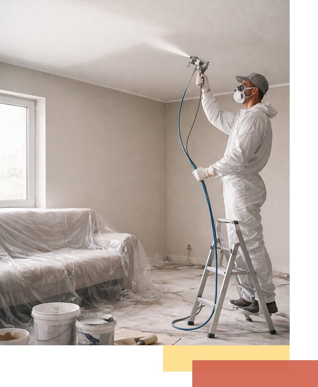 Покраска потолка краскопультом в Борисоглебске быстро и качественно