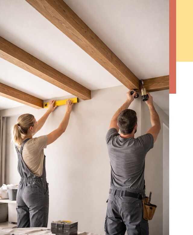 Монтаж декоративных балок на потолок в Борисоглебске от 4370 руб. — ОТДЕЛОЧНИК-Брс